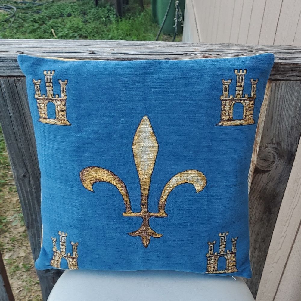 Stunning Blue & Gold Fleur‑de‑Lis Throw Pillow